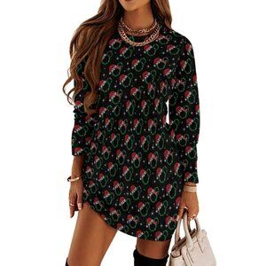 Disney Christmas Sparkle Long Sleeve Patchwork T-shirt Dress - Mickey Mouse